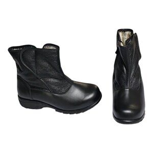 Clinic Extra Claire Fur Lined Black Leather Boots Womens 9.5 2W Diabetic